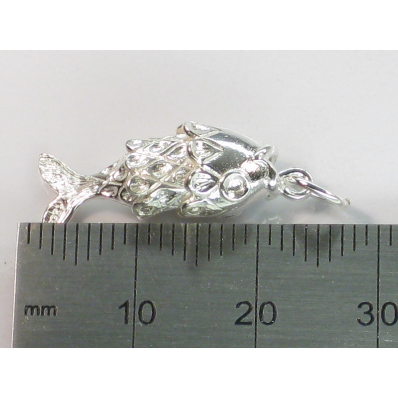 Sterling Silver Fish Charm, Movable Design